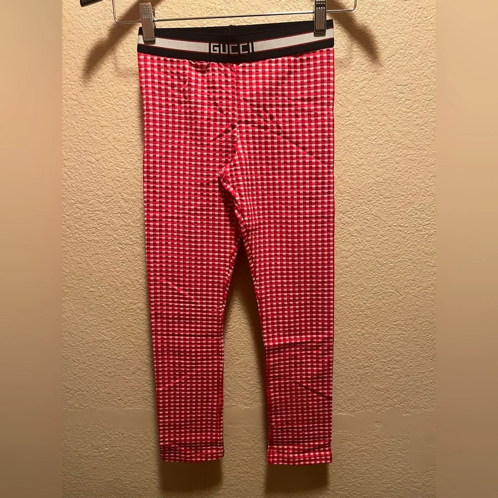 New Gucci Plaid Leggings Size L Kids Waist 24” - 26” - Picture 2 of 9